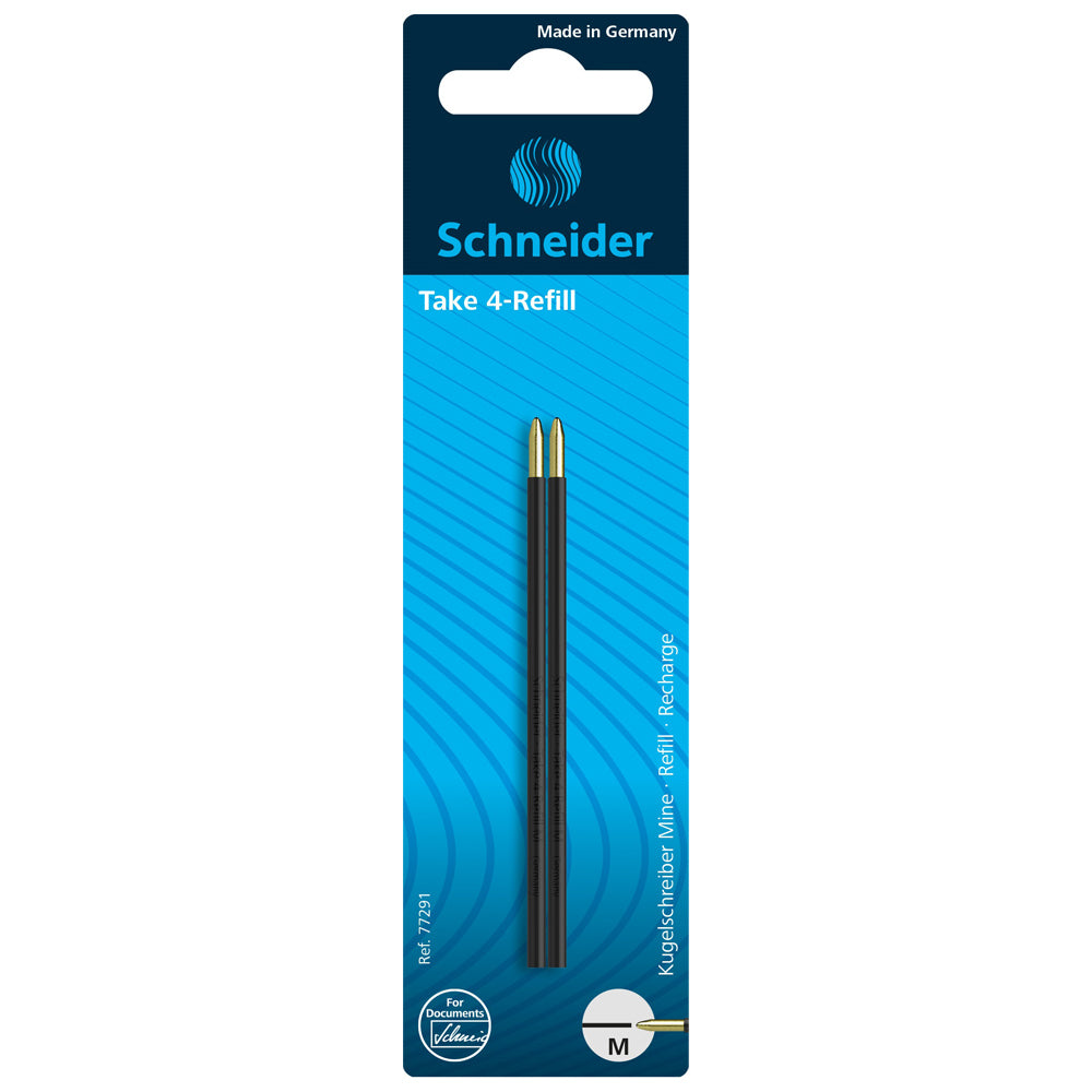 シュナイダー Schneider 4色ボールペン 替え芯 1パック(2本入り) テイク4 TAKE4 サイズ:M/中字 インク色:4色展開 多色ボールペン リフィル レフィル 替芯