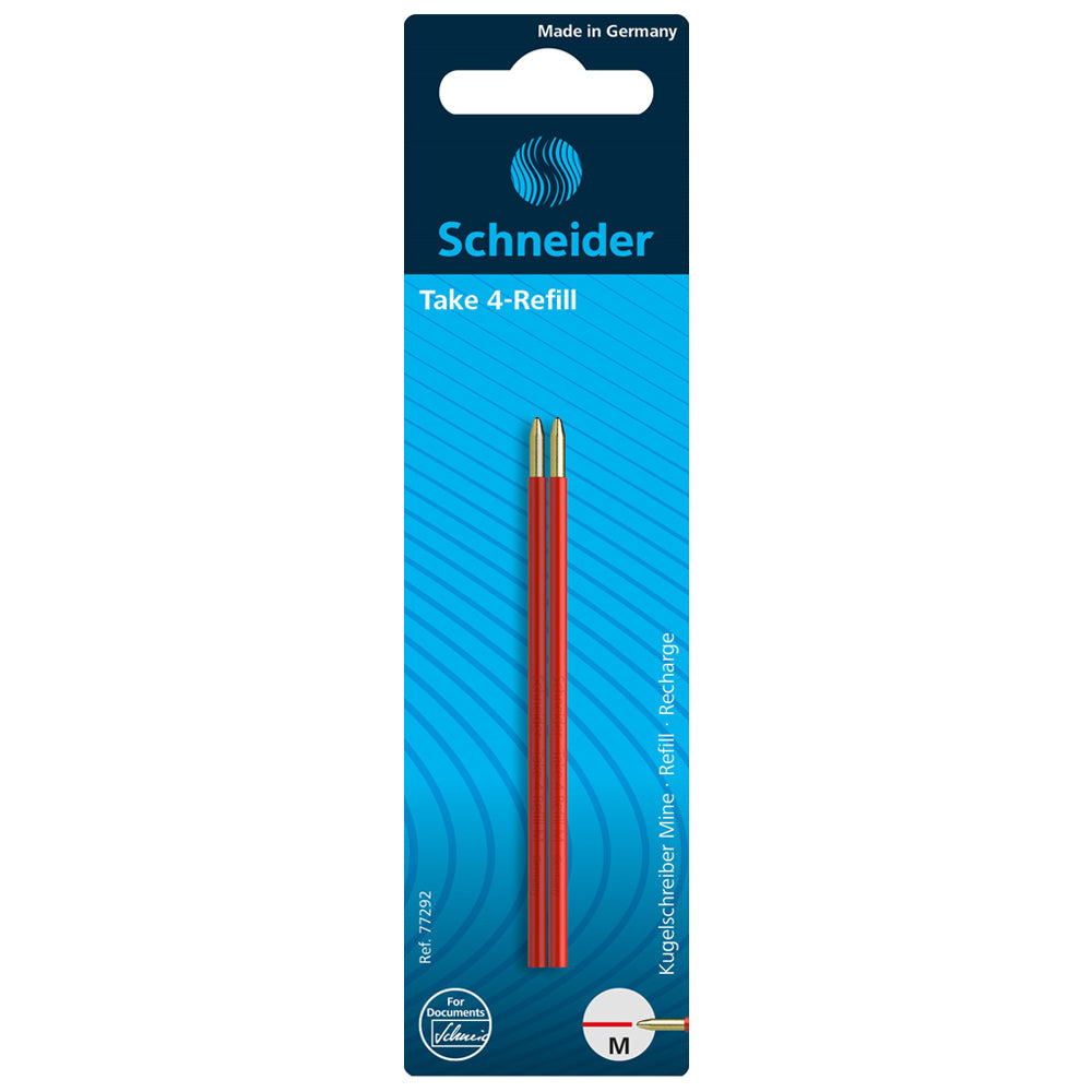 シュナイダー Schneider 4色ボールペン 替え芯 1パック(2本入り) テイク4 TAKE4 サイズ:M/中字 インク色:4色展開 多色ボールペン リフィル レフィル 替芯