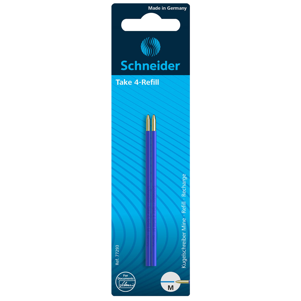 シュナイダー Schneider 4色ボールペン 替え芯 1パック(2本入り) テイク4 TAKE4 サイズ:M/中字 インク色:4色展開 多色ボールペン リフィル レフィル 替芯
