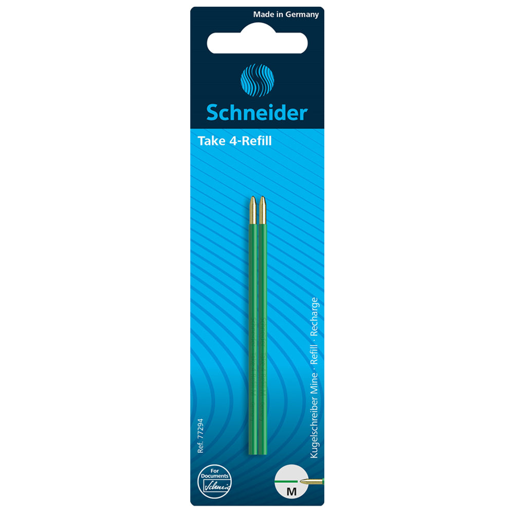 シュナイダー Schneider 4色ボールペン 替え芯 1パック(2本入り) テイク4 TAKE4 サイズ:M/中字 インク色:4色展開 多色ボールペン リフィル レフィル 替芯