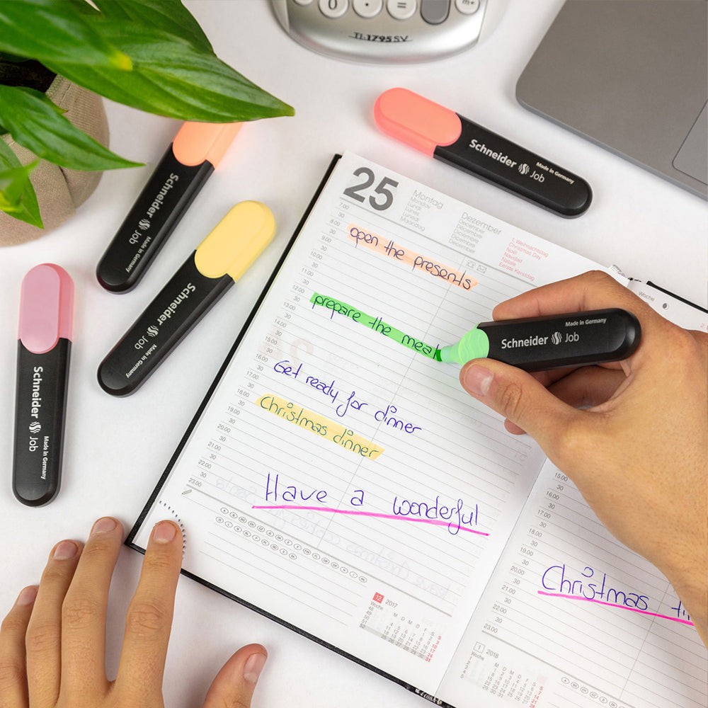 シュナイダー Schneider 蛍光ペン ジョブパステル JOB Pastel 6色入りセット ペン先:1mm・5mm 蛍光マーカー JOB115097