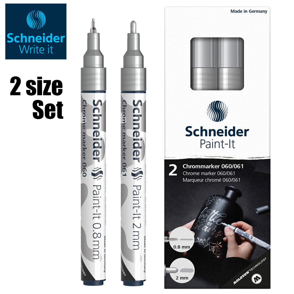 シュナイダー Schneider ミラーエフェクト クロームマーカー ペイントイット Paint it 060 / 061 ペン先:0.8mm / 2mm 2サイズセット ピグメントインクマーカー