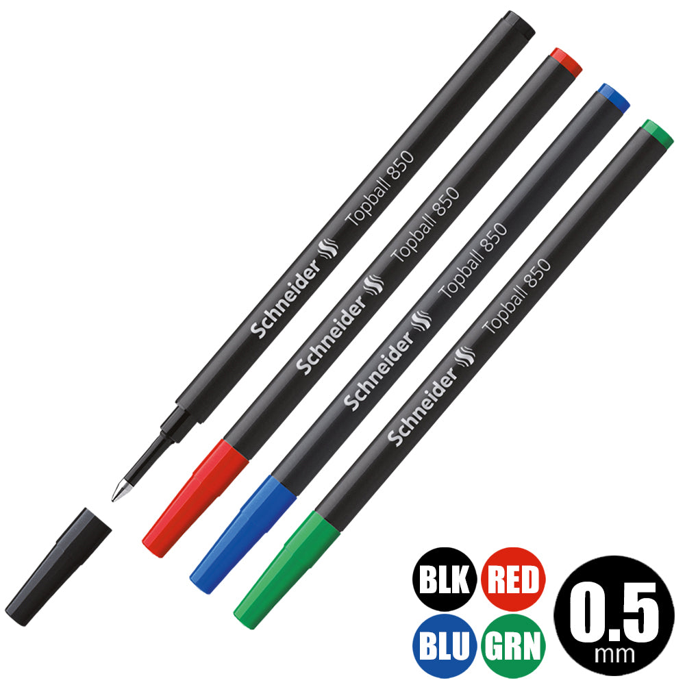 シュナイダー Schneider ローラーボール 替え芯 1本 トップボール850 Topball 850 ペン先サイズ:0.5mm インク色:4色展開 レフィル リフィル 替芯