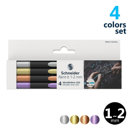シュナイダー Schneider メタリックライナー ペイントイット Paint it 020 4色セット ペン先：1～2mm ML1501 水性マーカー