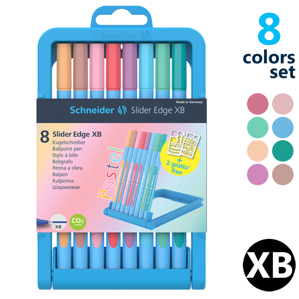 シュナイダー Schneider ボールペン XB 極太字 スライダー エッジ パステル Slider Edge Pastel 8色セット
